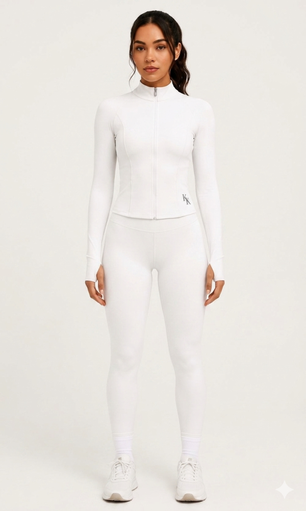 Arctic White Mock-Neck Jacket & Leggings Set