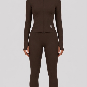 Coco Brown Mock-Neck Jacket & Leggings Set