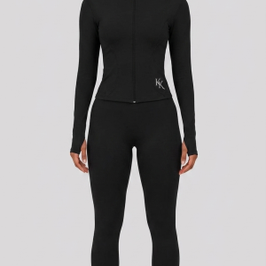Black Mock-Neck Jacket & Leggings Set