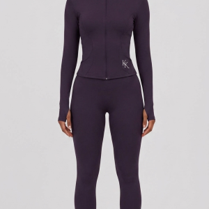 Shadow Berry Mock-Neck Jacket & Leggings Set