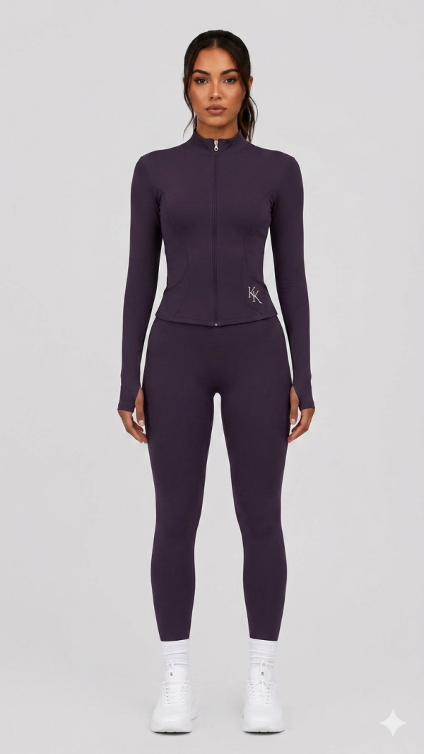 Shadow Berry Mock-Neck Jacket & Leggings Set