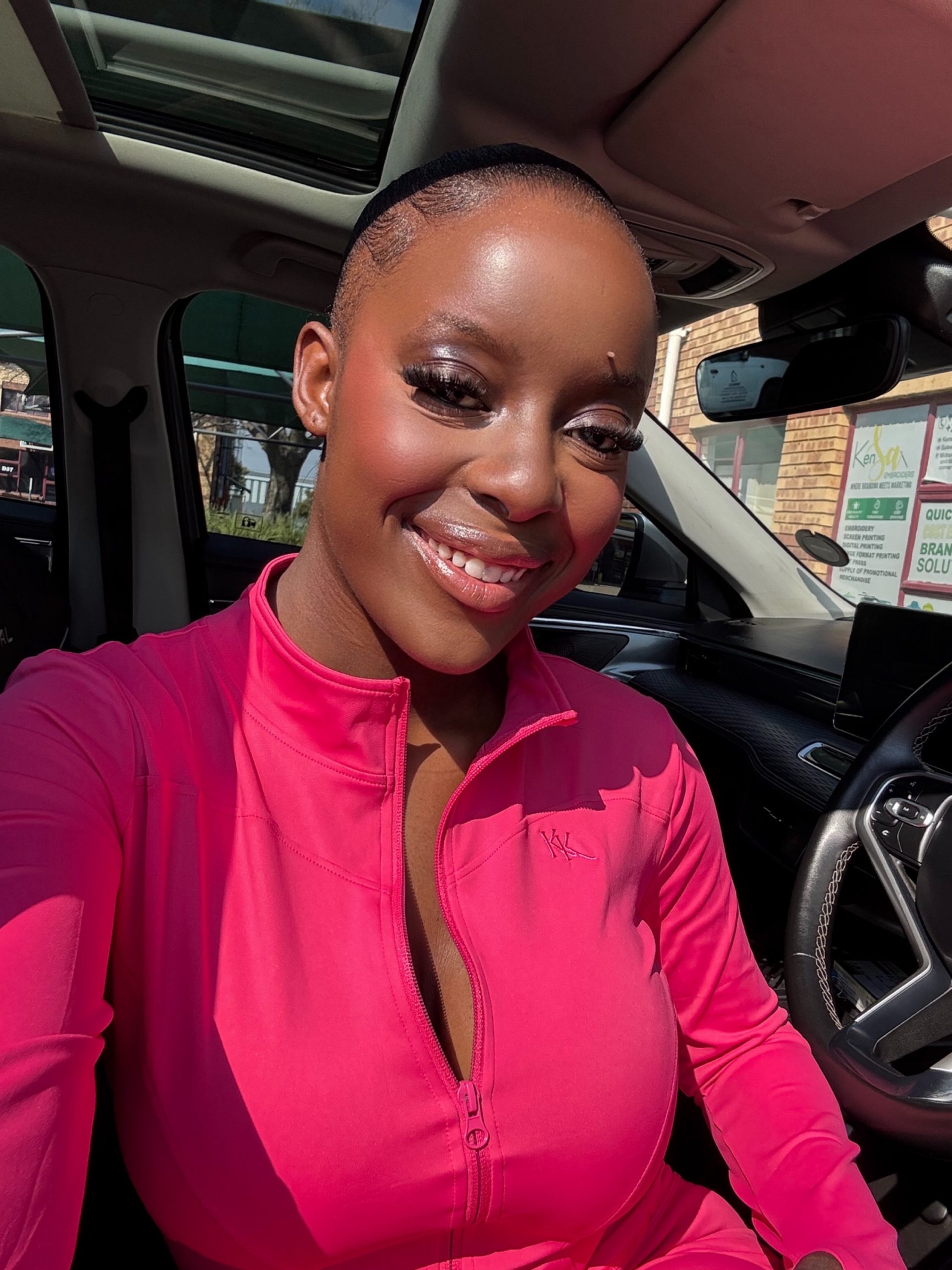 Rose Pink Mock-Neck Jacket & Leggings Set - Image 2